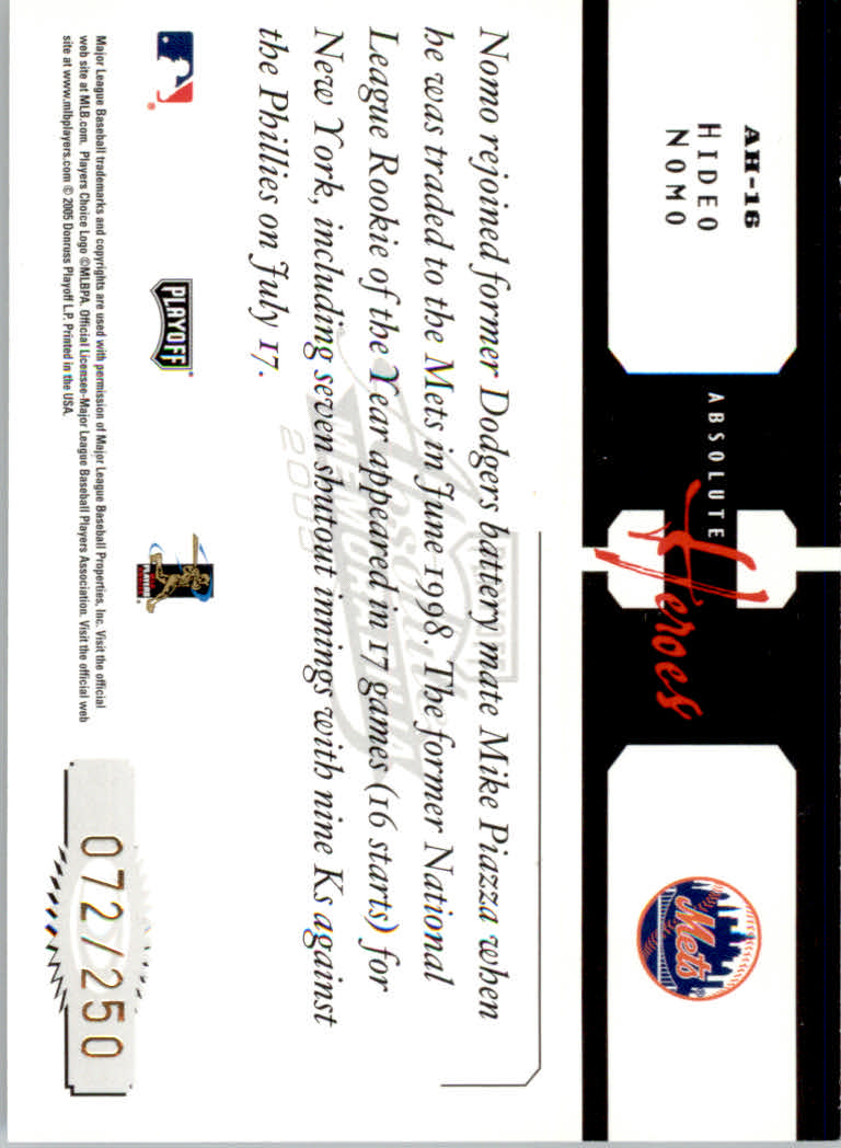 Tarjetas de inserto de béisbol Absolute Memorabilia 2005 ""Héroes y marcas de fama - Imagen 7 de 32