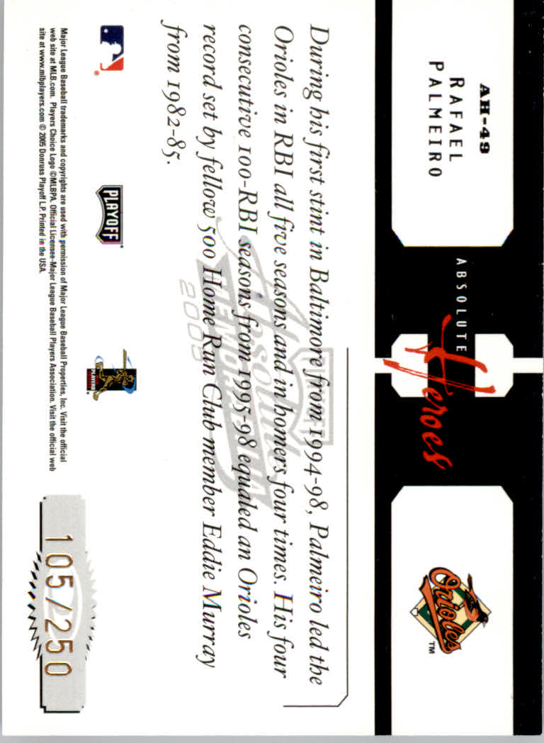 Tarjetas de inserto de béisbol Absolute Memorabilia 2005 ""Héroes y marcas de fama - Imagen 14 de 32