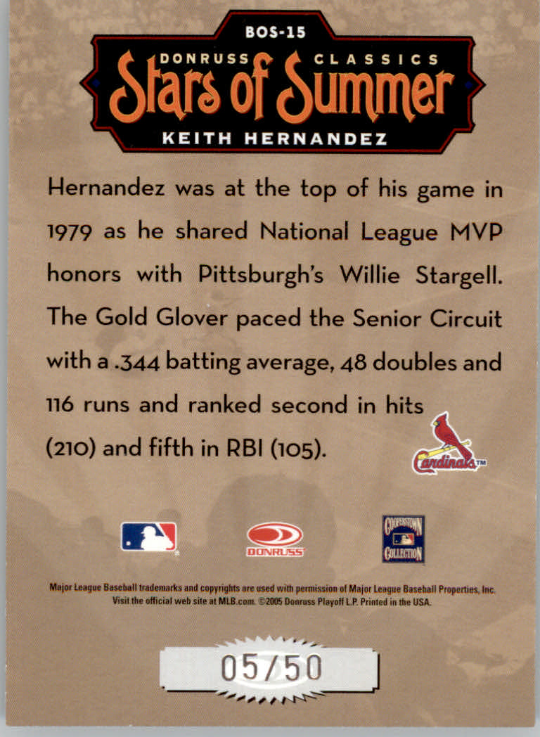 Donruss Classics 2005 tarjetas de béisbol ""Stars of Summer"" con inserto y paralelo - Imagen 38 de 38