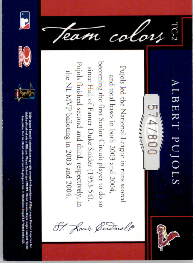 2005 Donruss Classics Baseball "Team Colors" Insert and Insert Parallel Cards - Picture 5 of 77