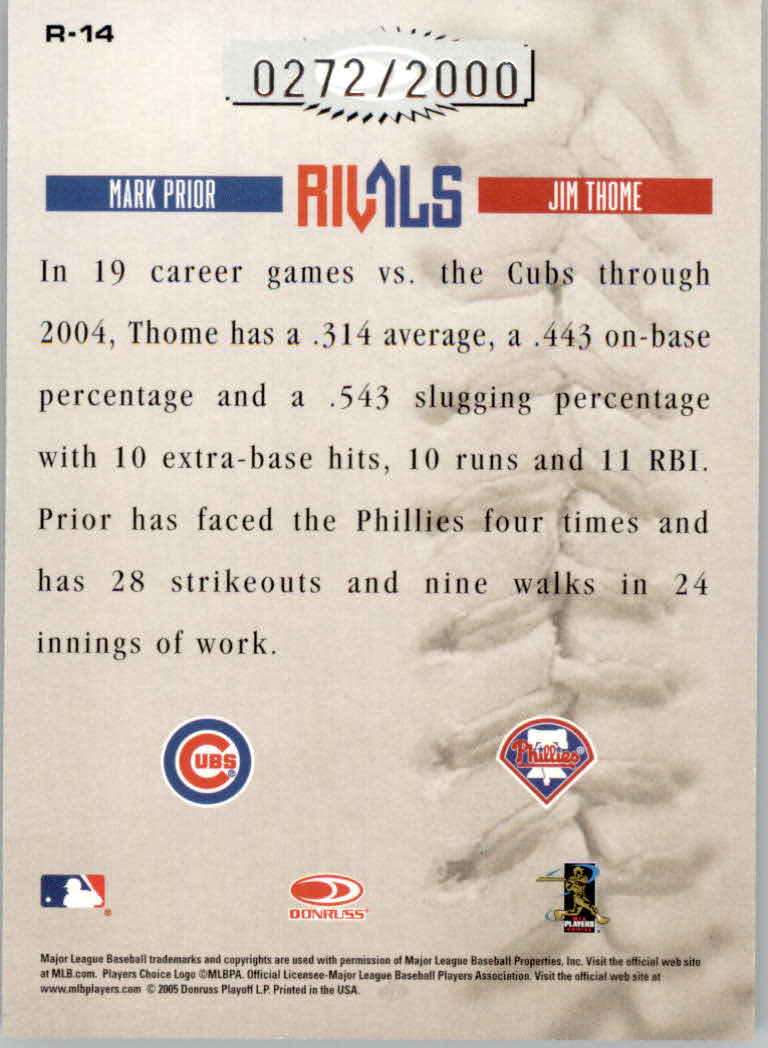 2005 Leather and Lumber Baseball "Naturals and Rivals" Insert Cards - Picture 49 of 66