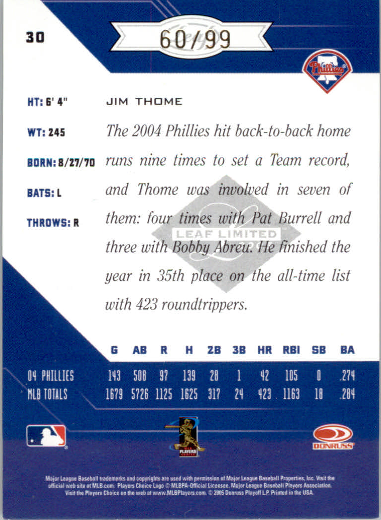 Carte Parallele "Spotlight" Baseball Limited Leaf 2005 - Foto 5 di 65