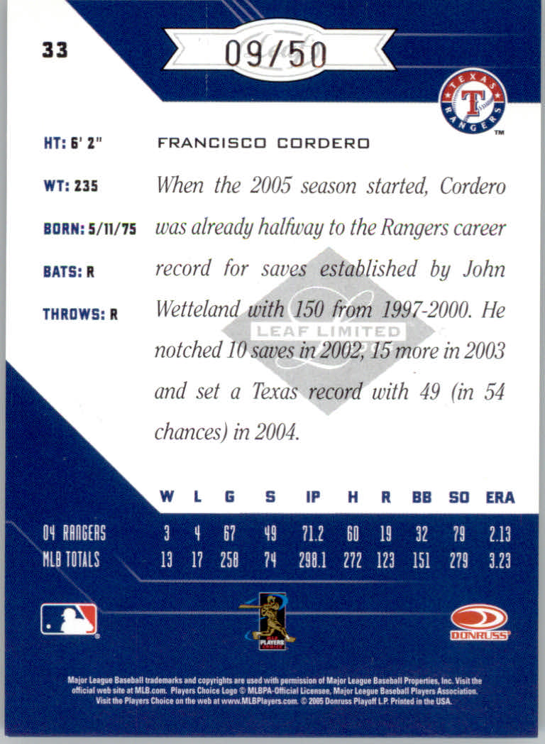 Carte Parallele "Spotlight" Baseball Limited Leaf 2005 - Foto 45 di 65