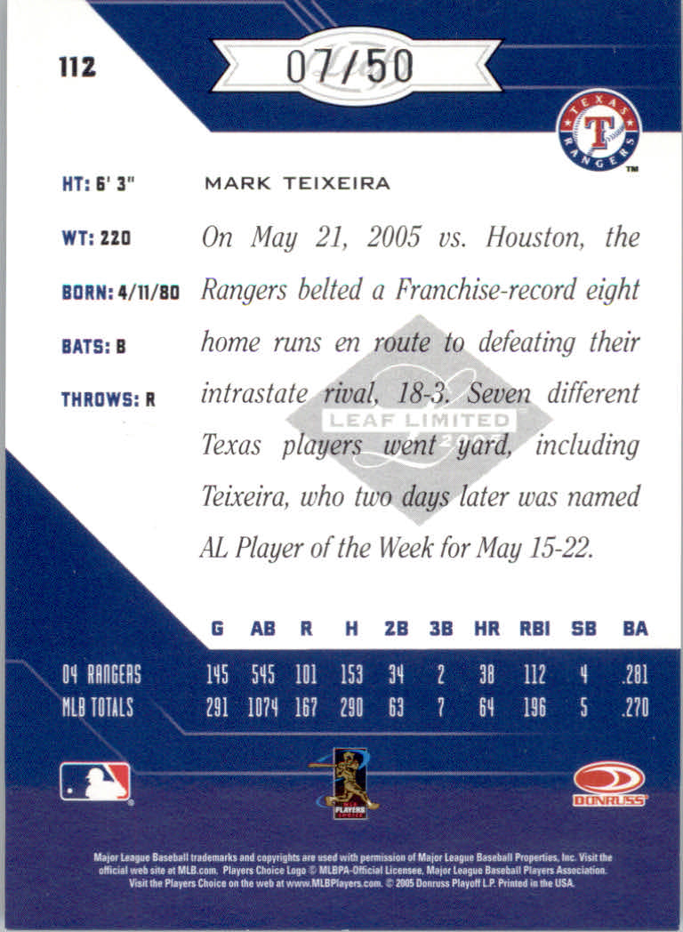 Carte Parallele "Spotlight" Baseball Limited Leaf 2005 - Foto 55 di 65