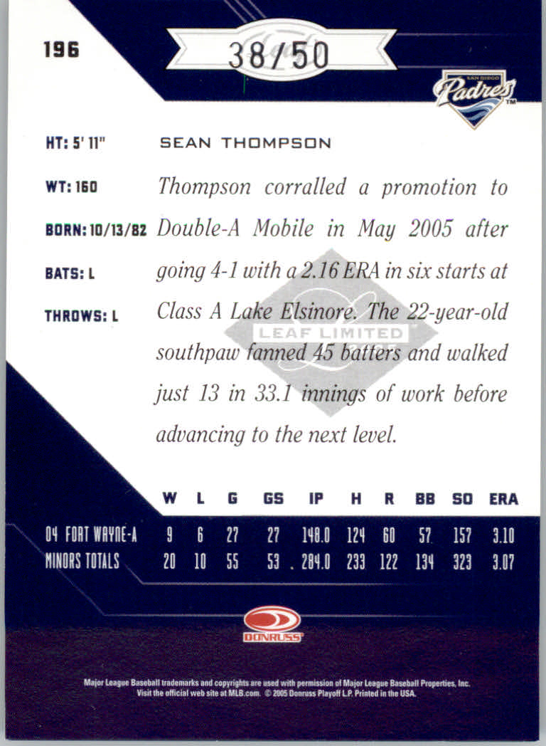 Carte Parallele "Spotlight" Baseball Limited Leaf 2005 - Foto 65 di 65
