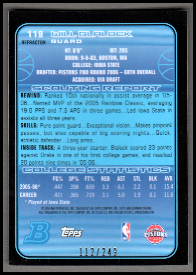 Bowman 2006-07 cromo refractor/refractores de baloncesto paralelo que eliges - Imagen 24 de 30