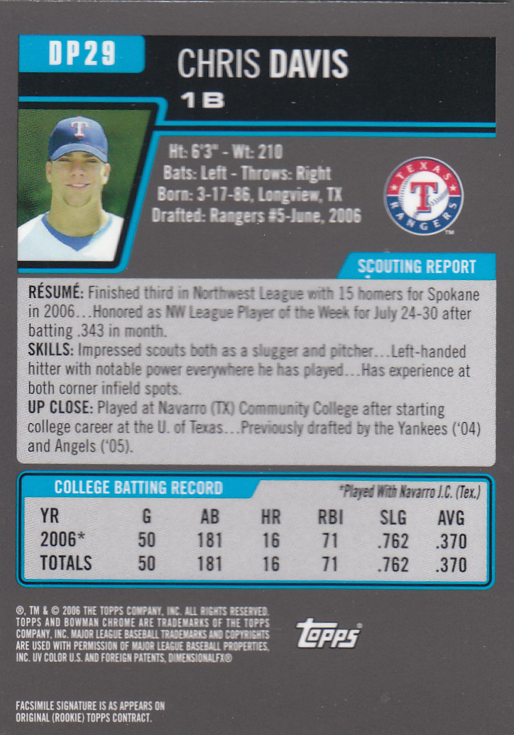 2006 Bowman Chrome Draft Baseball - Picture 161 of 368