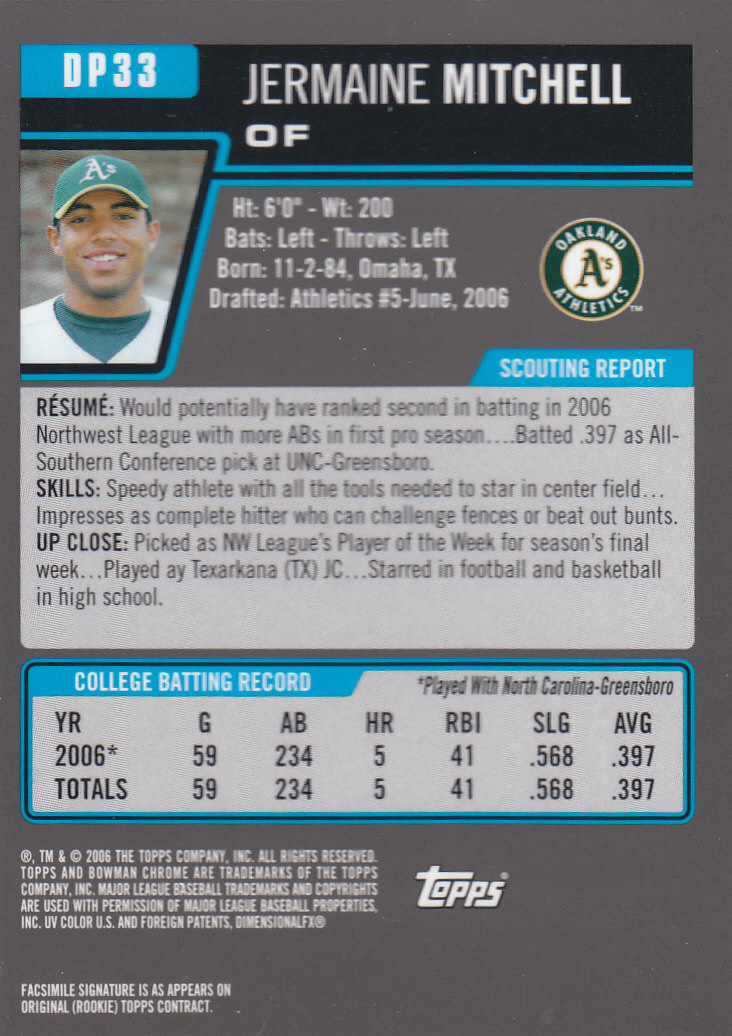 2006 Bowman Chrome Draft Baseball - Picture 167 of 368