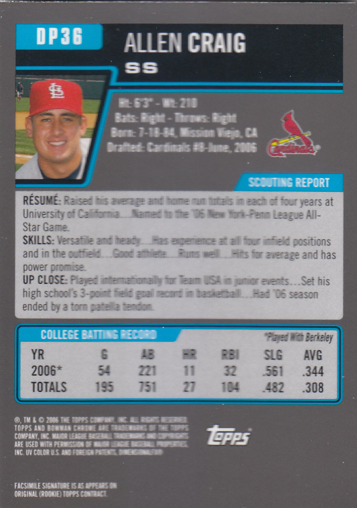 2006 Bowman Chrome Draft Baseball - Picture 173 of 368