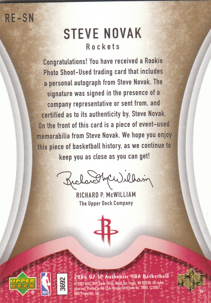 2006/2007 SP Authentic (Upper Deck) Basketball - Picture 11 of 11