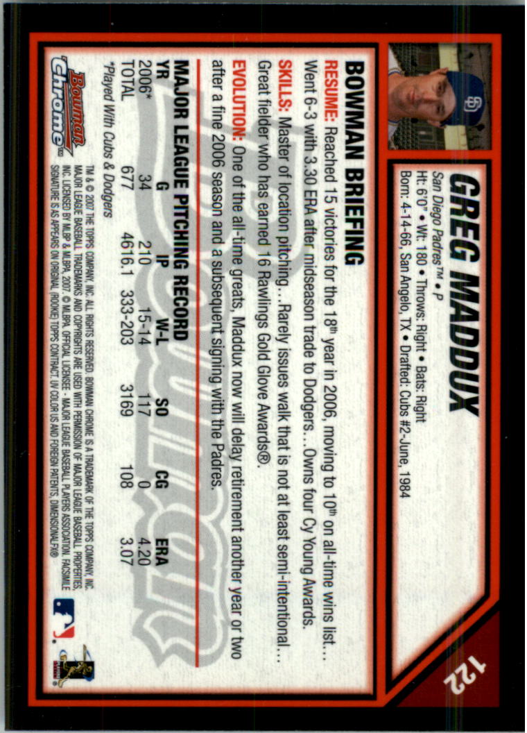 2007 Bowman Chrome Baseball Card Pick - Picture 239 of 427