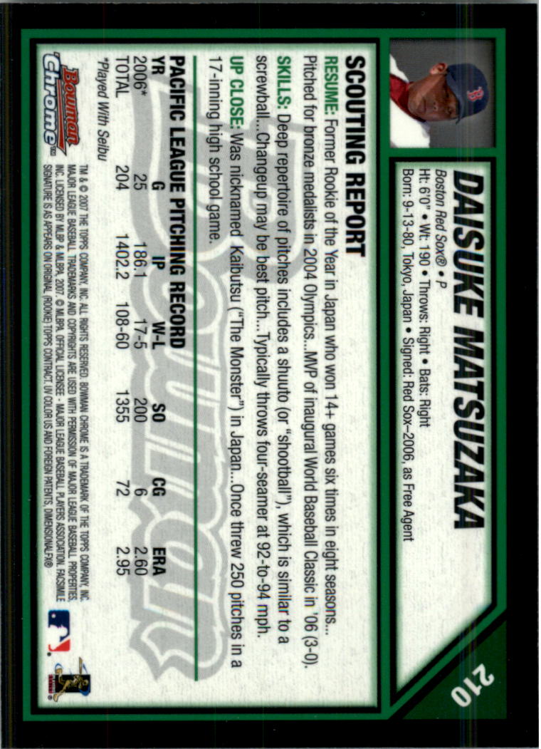 2007 Bowman Chrome Baseball Card Pick - Picture 409 of 427