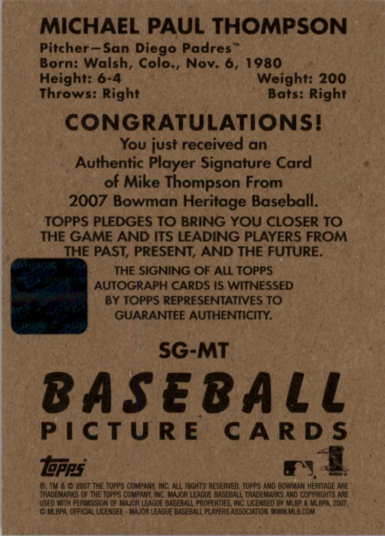 2007 Bowman Heritage Baseball Signs of Greatness AUTO You Pick