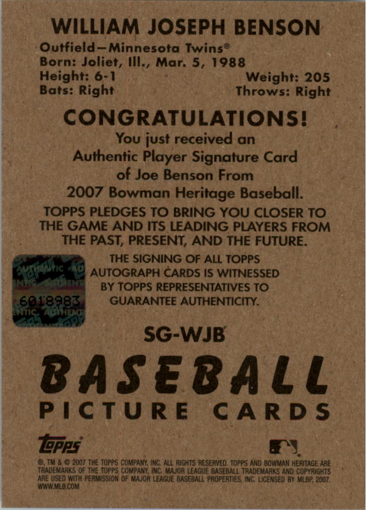 2007 Bowman Heritage Baseball Signs of Greatness AUTO You Pick