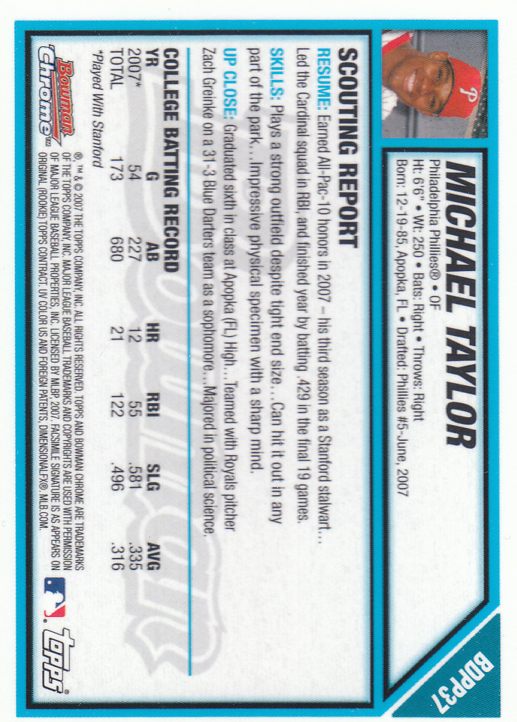 2007 Bowman Chrome Draft Baseball - Picture 174 of 360