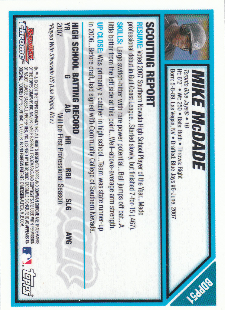 2007 Bowman Chrome Draft Baseball - Picture 201 of 360