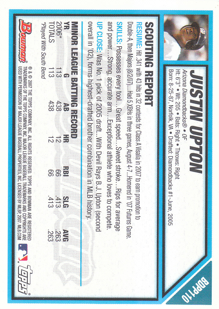 2007 Bowman Draft Baseball Part 1 Main Set (Paper) - Picture 316 of 316