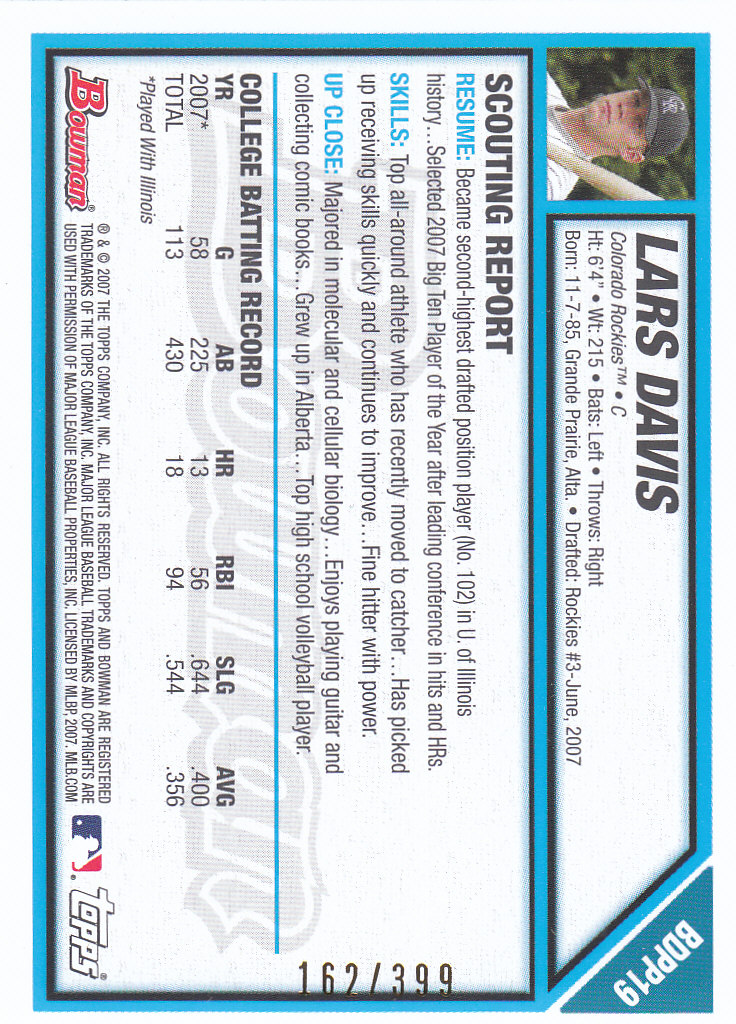 2007 Bowman Draft Baseball Part 2 Main Set (Paper) Parallel Cards - Picture 9 of 273