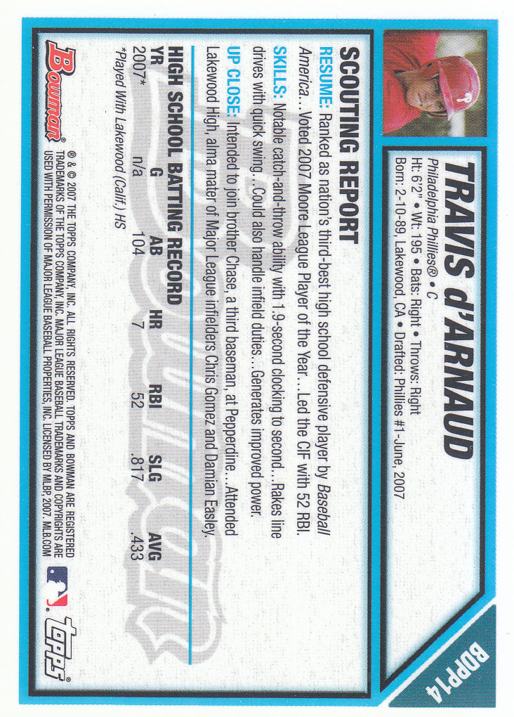 2007 Bowman Draft Baseball Part 2 Main Set (Paper) Parallel Cards - Picture 36 of 273