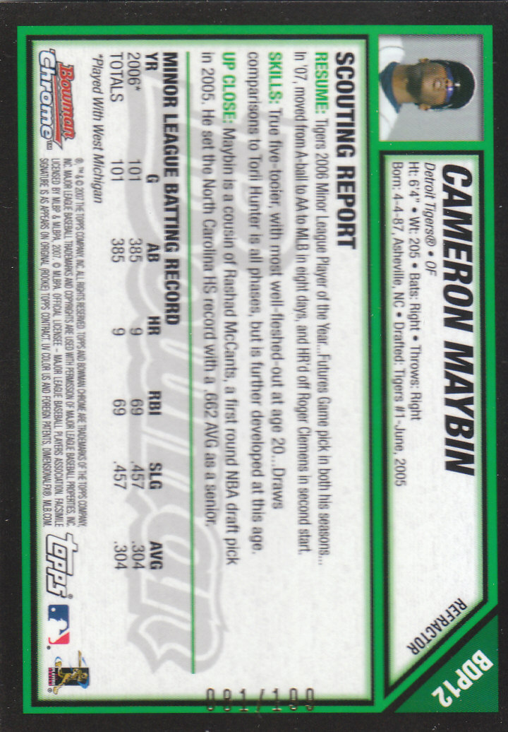 2007 Bowman Chrome Draft Baseball - Picture 108 of 360