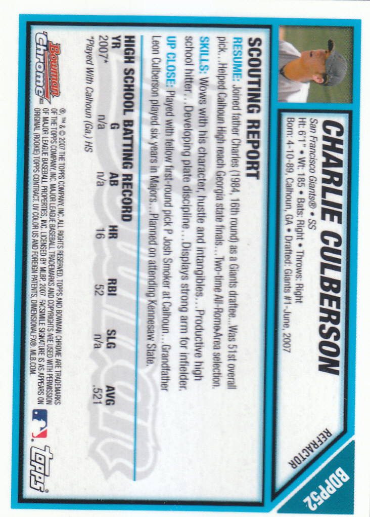 2007 Bowman Chrome Draft Baseball - Picture 238 of 360