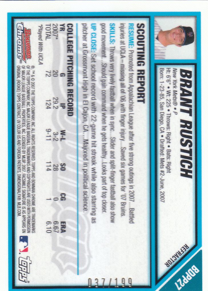 2007 Bowman Chrome Draft Baseball - Picture 229 of 360