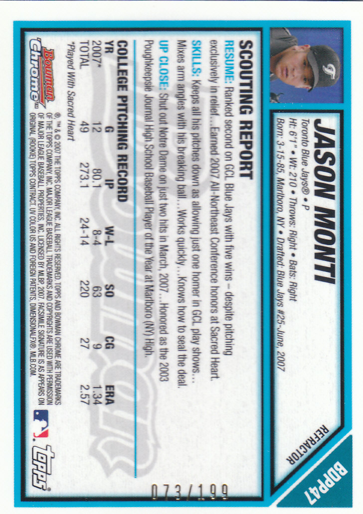 2007 Bowman Chrome Draft Baseball - Picture 231 of 360