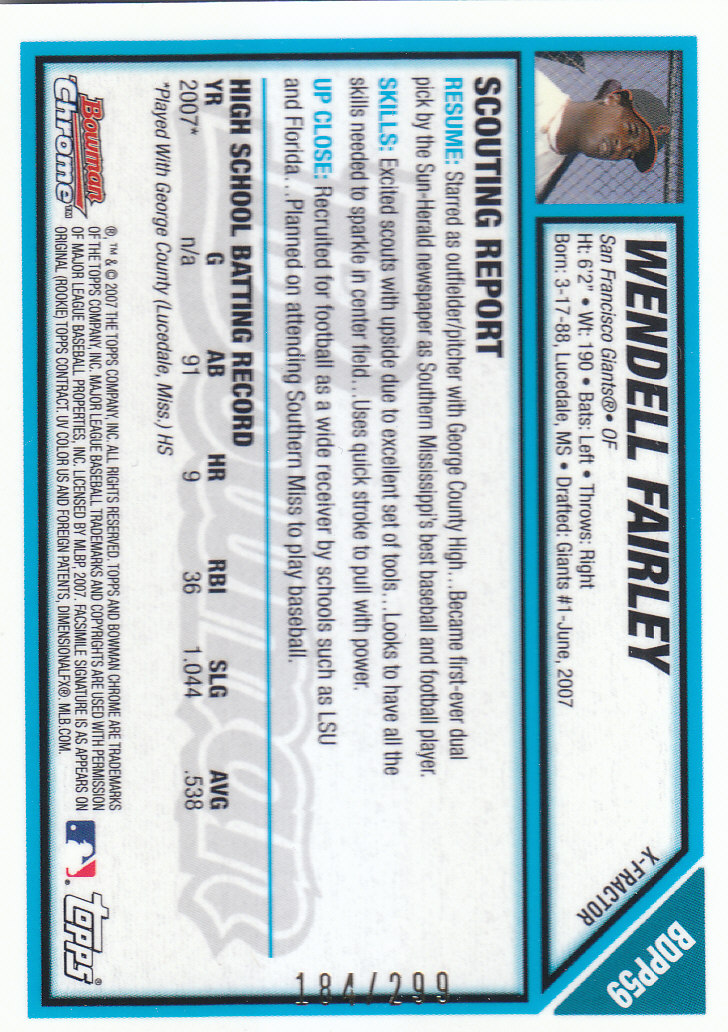 2007 Bowman Chrome Draft Baseball - Picture 244 of 360