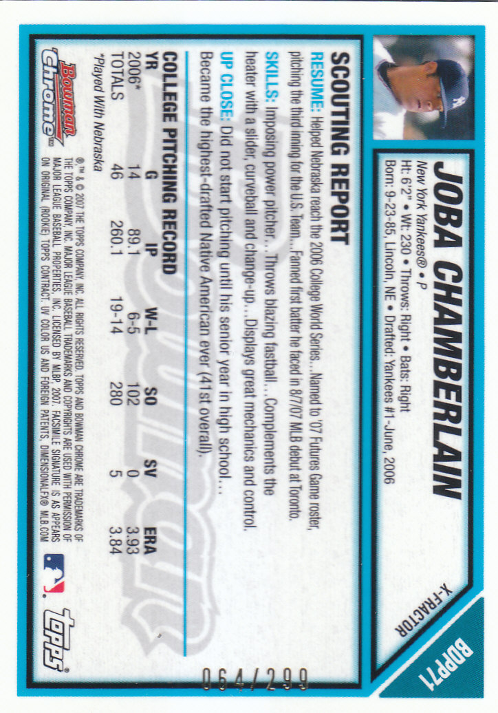 2007 Bowman Chrome Draft Baseball - Picture 352 of 360