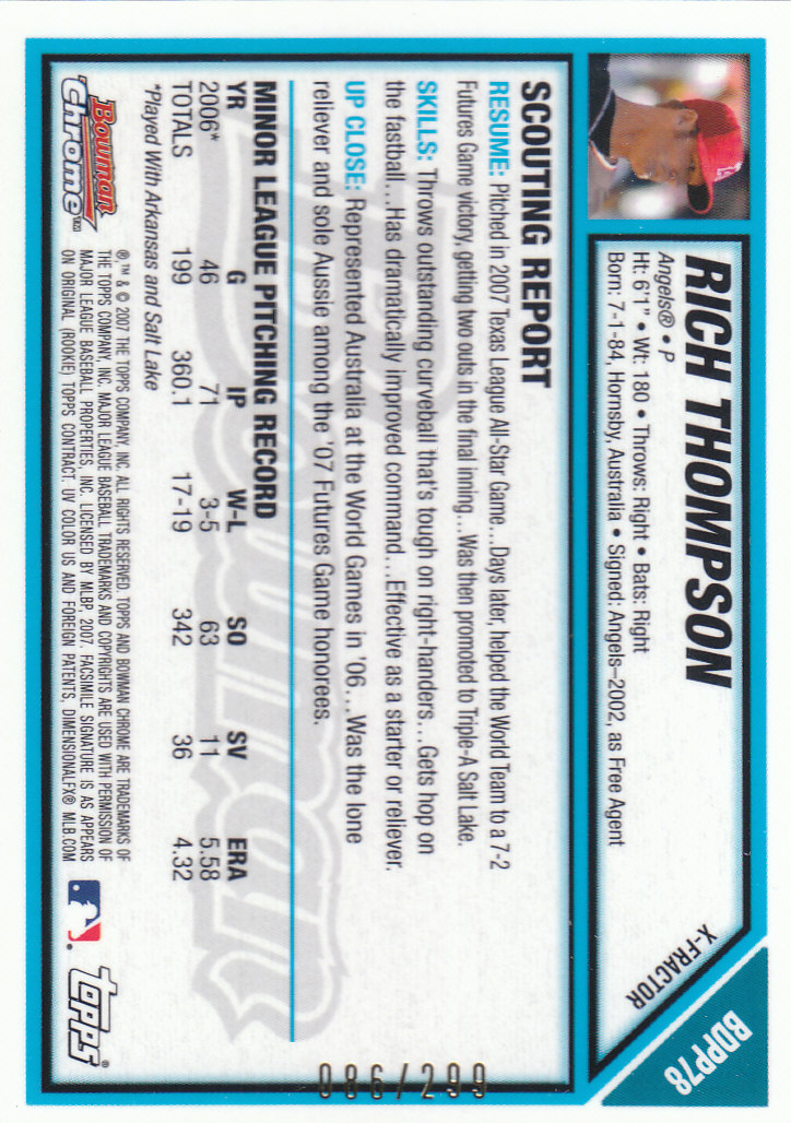 2007 Bowman Chrome Draft Baseball - Picture 354 of 360