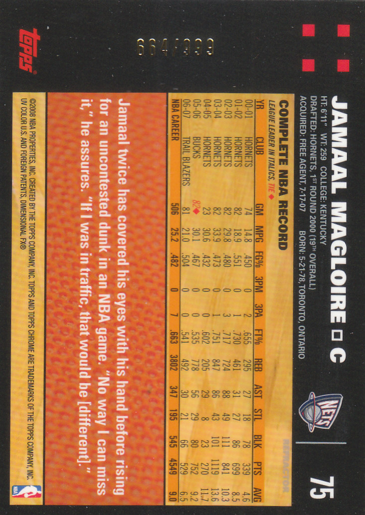 Inserto "Rifrattori" Topps Chrome Basketball 2007-08 e schede parallele - Foto 35 di 169