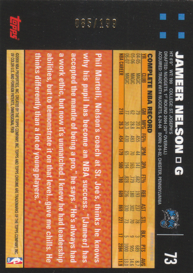 Inserto "Rifrattori" Topps Chrome Basketball 2007-08 e schede parallele - Foto 141 di 169