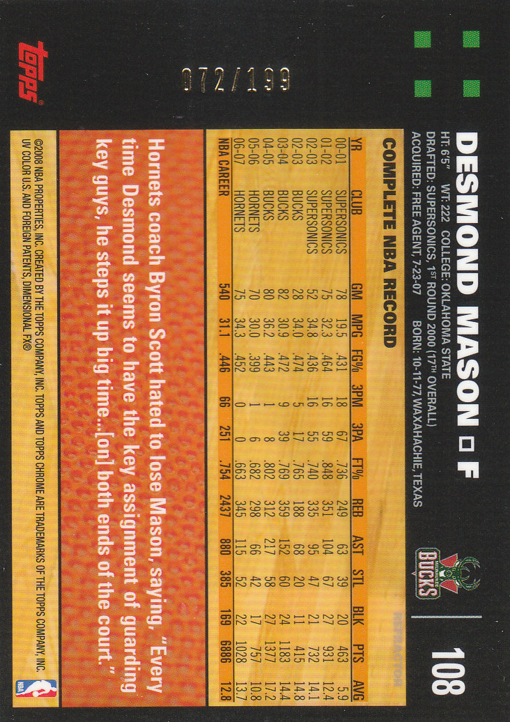Inserto "Rifrattori" Topps Chrome Basketball 2007-08 e schede parallele - Foto 145 di 169