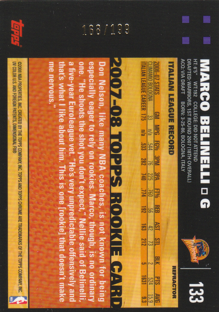 Inserto "Rifrattori" Topps Chrome Basketball 2007-08 e schede parallele - Foto 147 di 169