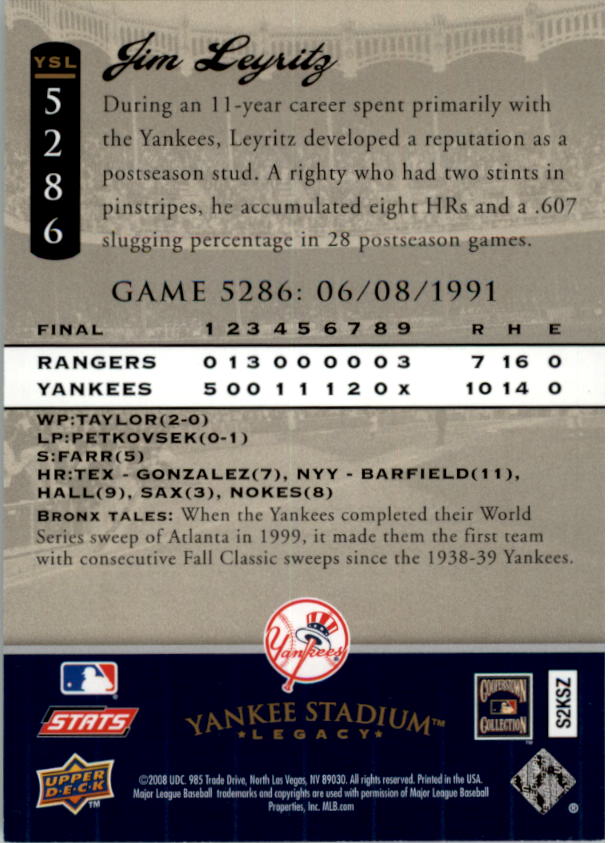 2008 Upper Deck Yankee Stadium Legacy Collection Baseball Card Pick 5107-6741 - Picture 54 of 382
