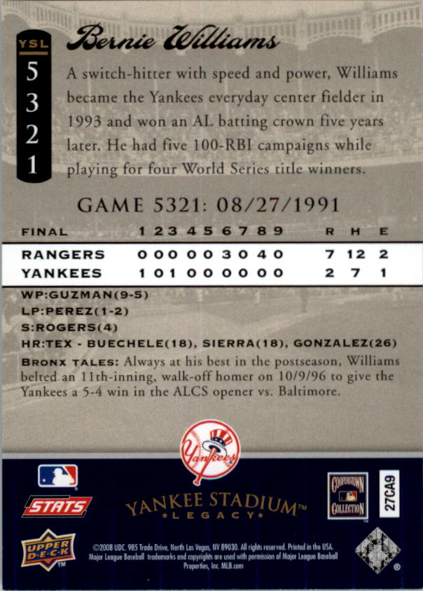 2008 Upper Deck Yankee Stadium Legacy Collection Baseball Card Pick 5107-6741 - Picture 72 of 382