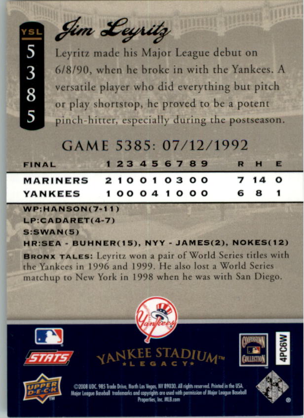 2008 Upper Deck Yankee Stadium Legacy Collection Baseball Card Pick 5107-6741 - Picture 94 of 382