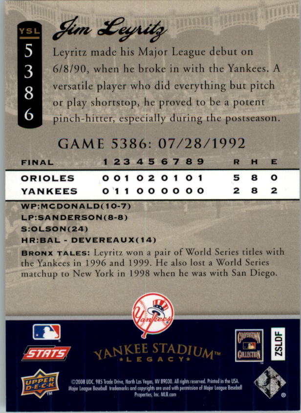 2008 Upper Deck Yankee Stadium Legacy Collection Baseball Card Pick 5107-6741 - Picture 96 of 382