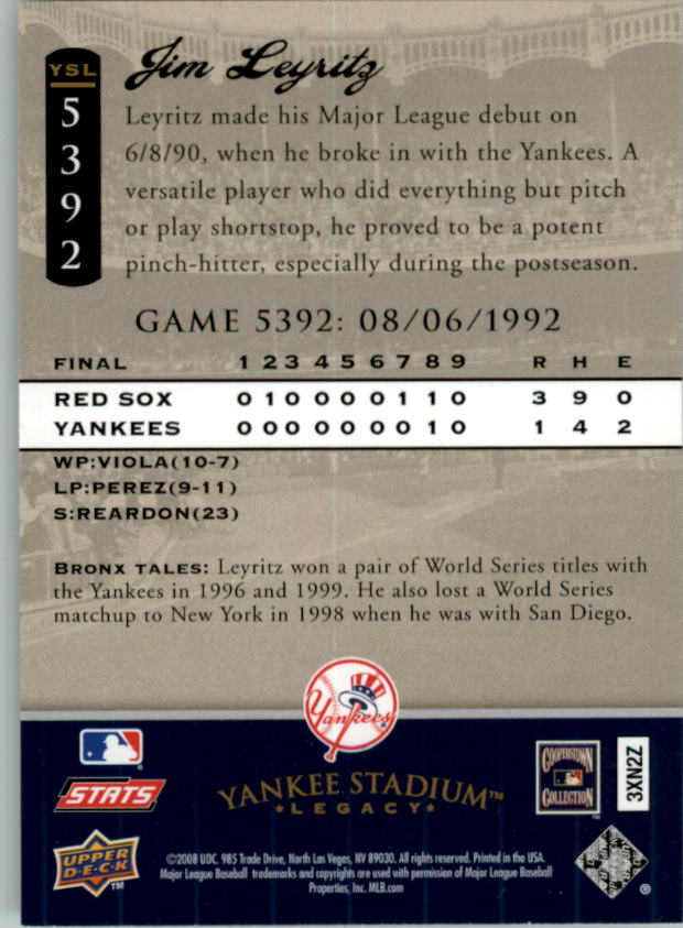 2008 Upper Deck Yankee Stadium Legacy Collection Baseball Card Pick 5107-6741 - Picture 104 of 382