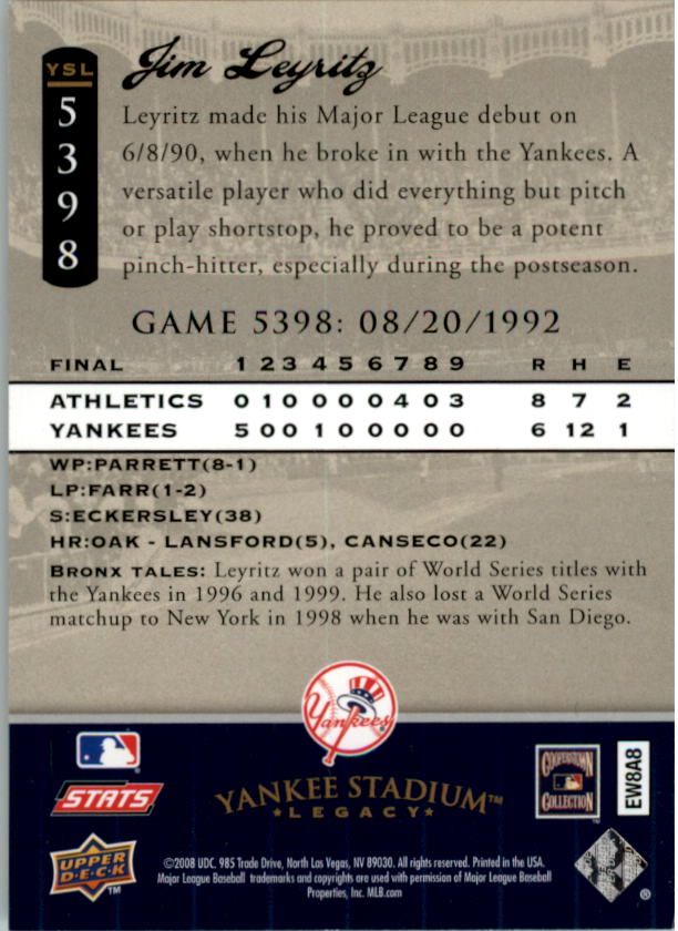 2008 Upper Deck Yankee Stadium Legacy Collection Baseball Card Pick 5107-6741 - Picture 106 of 382