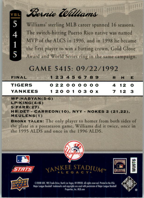 2008 Upper Deck Yankee Stadium Legacy Collection Baseball Card Pick 5107-6741 - Picture 118 of 382