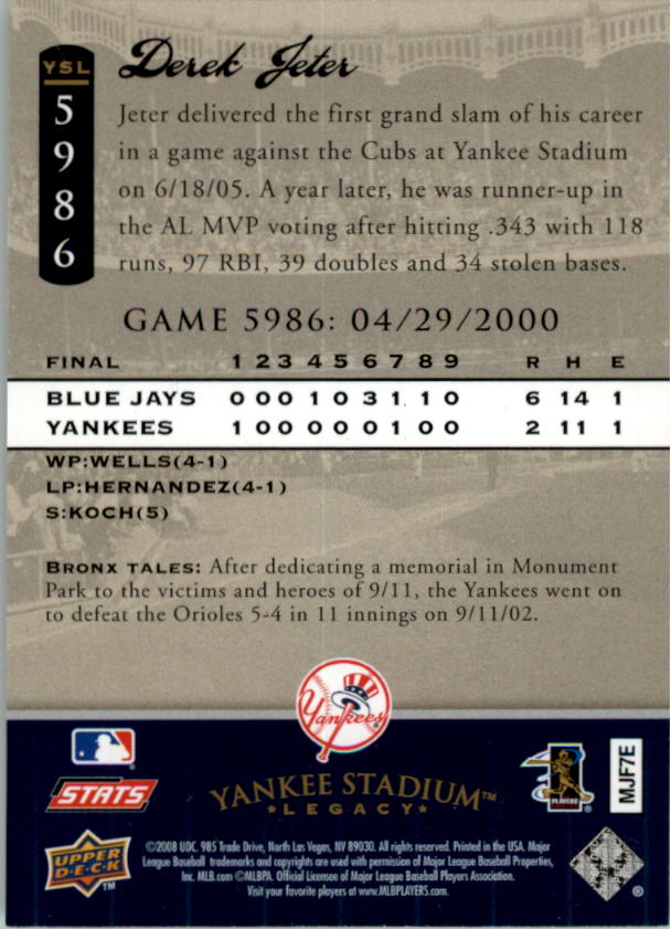 2008 Upper Deck Yankee Stadium Legacy Collection Baseball Card Pick 5107-6741 - Picture 196 of 382
