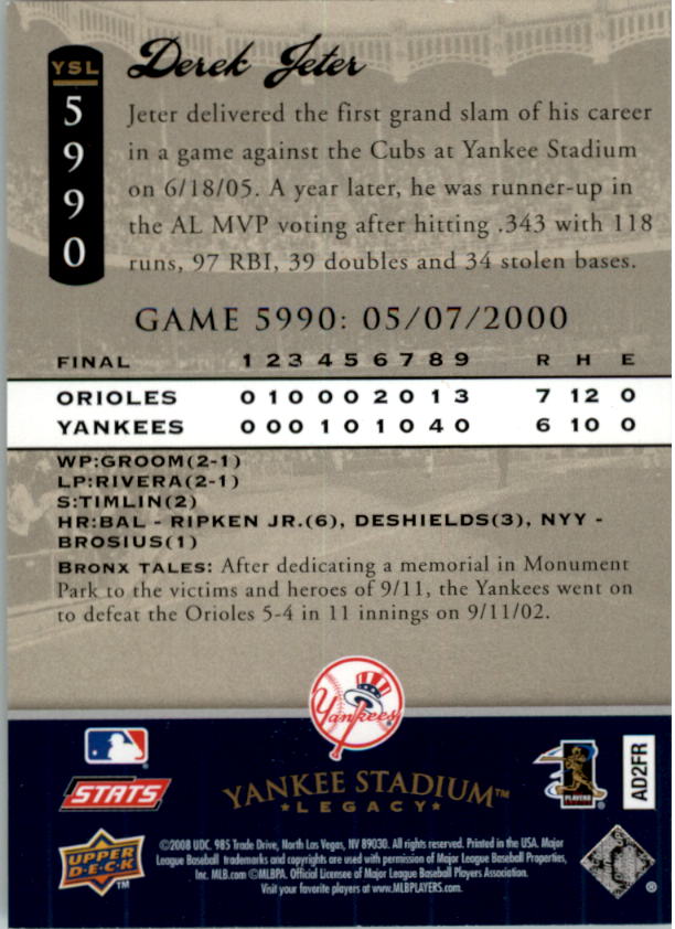 2008 Upper Deck Yankee Stadium Legacy Collection Baseball Card Pick 5107-6741 - Picture 198 of 382