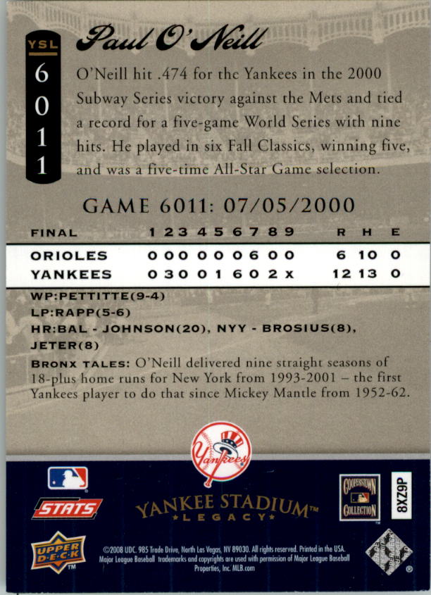 2008 Upper Deck Yankee Stadium Legacy Collection Baseball Card Pick 5107-6741 - Picture 210 of 382