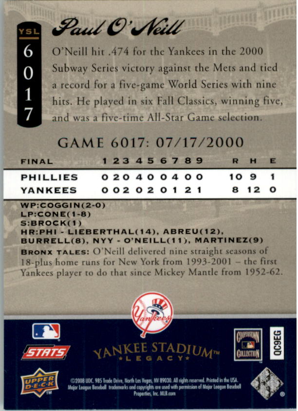 2008 Upper Deck Yankee Stadium Legacy Collection Baseball Card Pick 5107-6741 - Picture 214 of 382