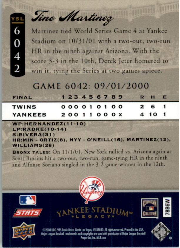 2008 Upper Deck Yankee Stadium Legacy Collection Baseball Card Pick 5107-6741 - Picture 228 of 382