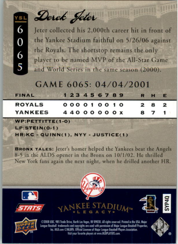 2008 Upper Deck Yankee Stadium Legacy Collection Baseball Card Pick 5107-6741 - Picture 234 of 382