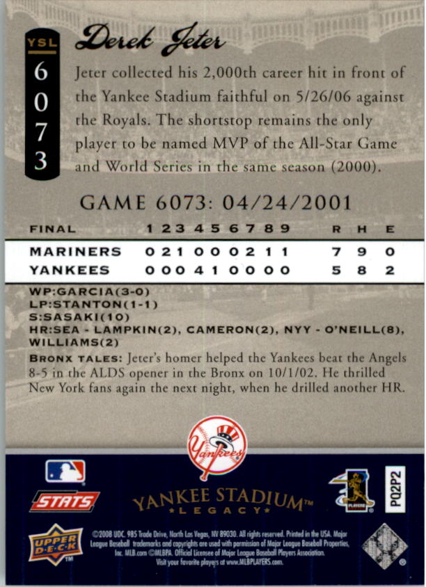 2008 Upper Deck Yankee Stadium Legacy Collection Baseball Card Pick 5107-6741 - Picture 236 of 382