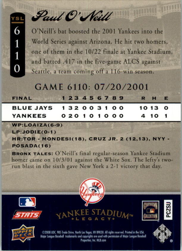 2008 Upper Deck Yankee Stadium Legacy Collection Baseball Card Pick 5107-6741 - Picture 250 of 382
