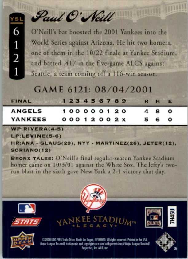2008 Upper Deck Yankee Stadium Legacy Collection Baseball Card Pick 5107-6741 - Picture 256 of 382